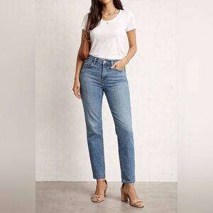 PAIGE Hoxton Slim Straight Jeans Women’s 32 Petite Medium Wash Stretch